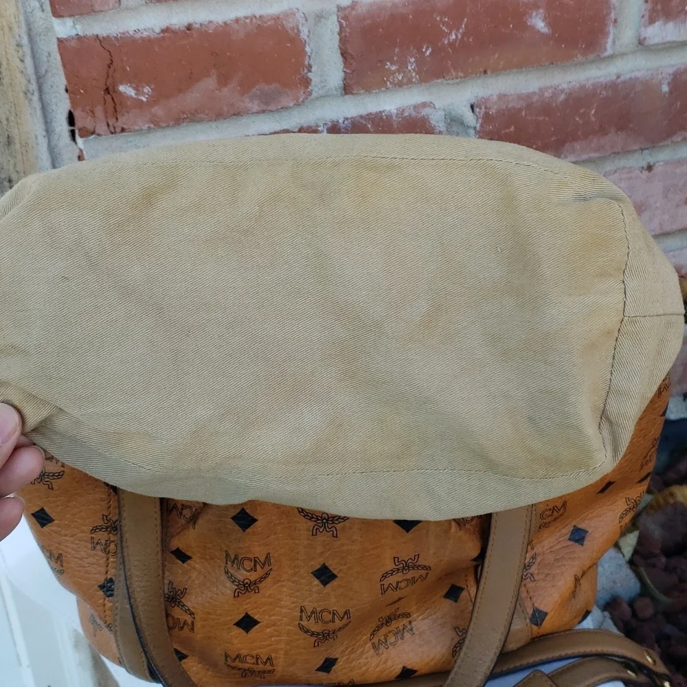 MCM Cognac Visetos Monogram Leather Tote